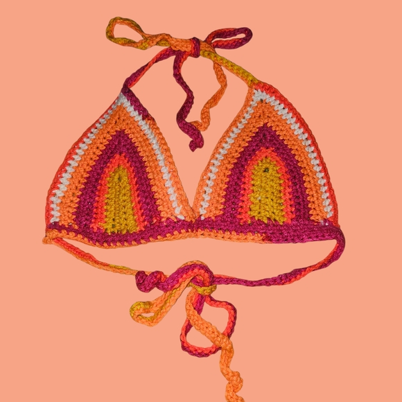 Colorful Crochet Bikini Top - Picture 1 of 3